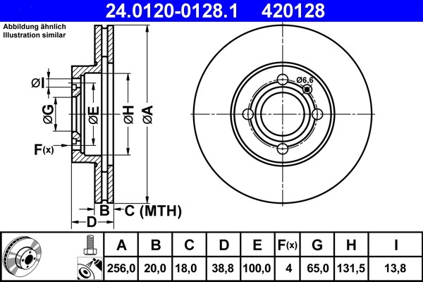 ATE 24.0120-0128.1 Brake Disc for SEAT,VW