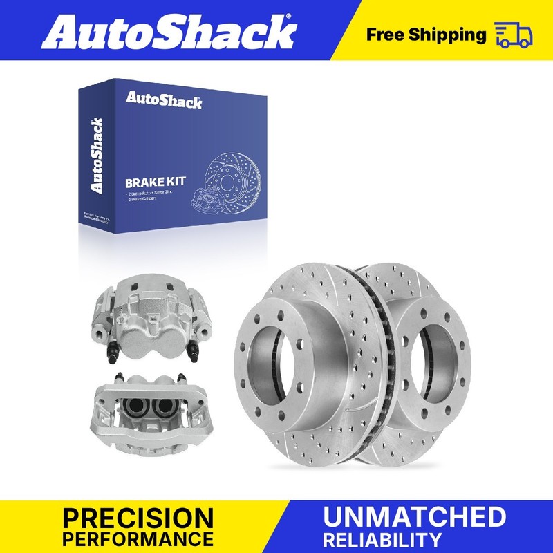 Front Drilled Slotted Brake Rotors Calipers for Ford, F-450 Super Duty 2005-2010