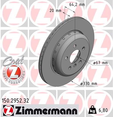 Zimmermann 150.2952.32 Brake Disc for BMW, BMW (Brilliance), Toyota