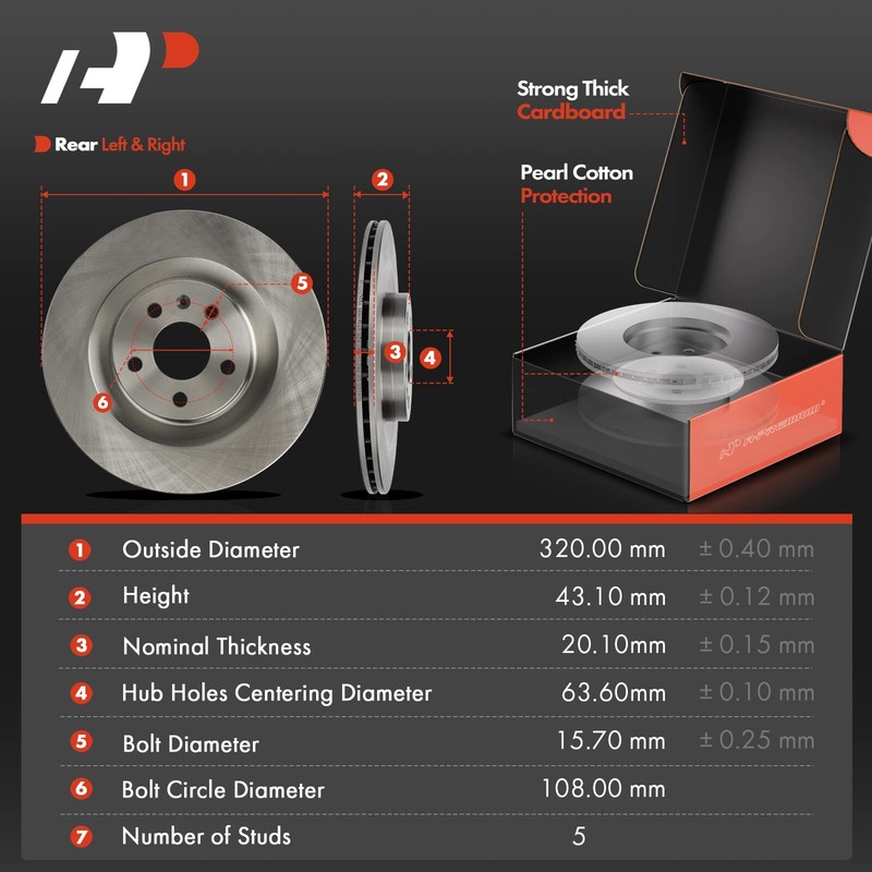 A-Premium 6x Rear Disc Brake Rotors & Ceramic Brake Pad for Volvo XC60 2018-2019 gallery