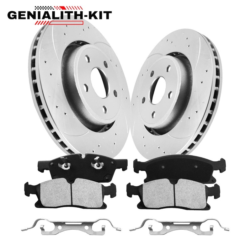 Front Drilled Disc Rotor Brake Pad for 2013 2014 2015-2020 Jeep Grand Cherokee
