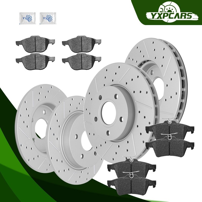 Front Rear Disc Rotors Ceramic Brake Pads Kit for 2012 - 2018 Ford Focus