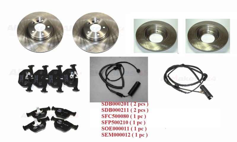 Range L322 03-05 Land Rover Front Rear Brake Rotor Disc Set Pads and Sensors Kit
