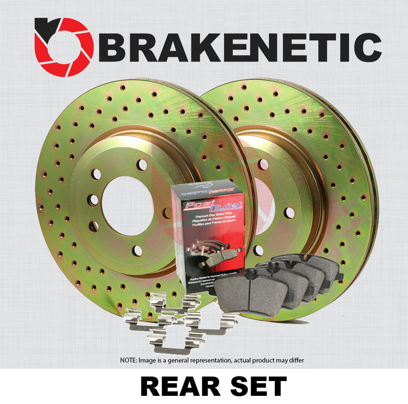 REAR BRAKENETIC Sport Drilled Brake Rotors + Ceramic Pads BSK80416