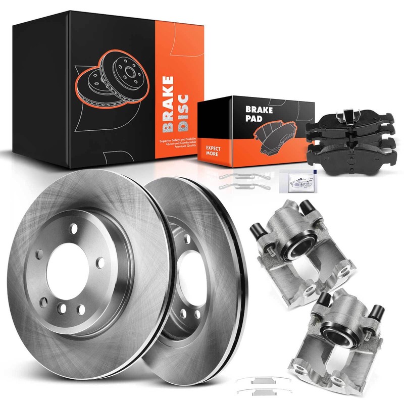Disc Brake Rotors & Pads + Calipers for BMW E46 323i 325i E36 Z3 E85 Z4 Front