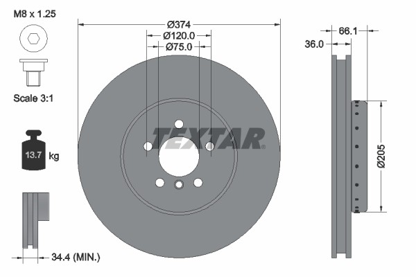 Textar 92266125 Brake Disc for BMW gallery
