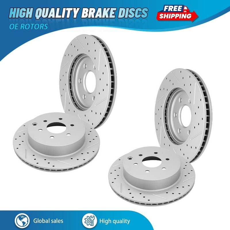 For 2005 – 2012 Nissan Pathfinder Front & Rear Drilled Disc Brake Rotors