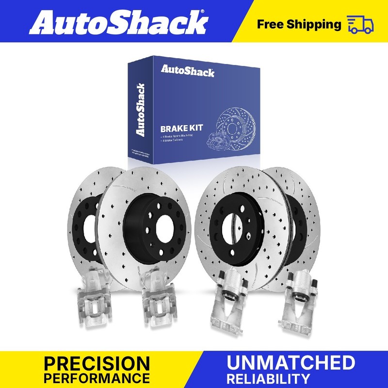 Front Rear Drilled Slotted Brake Rotors Calipers for Volkswagen, Jetta 2005