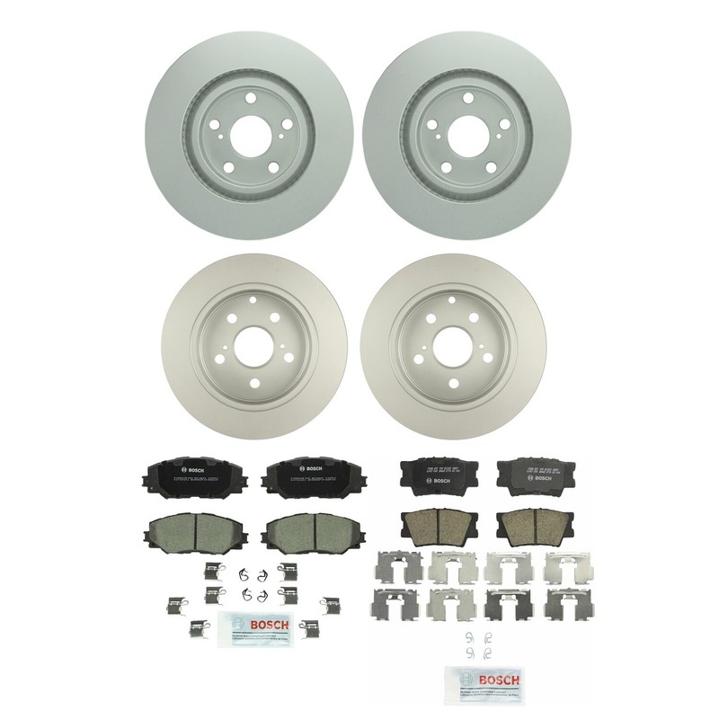 Bosch Front 296mm and Rear 281mm Brake Kit Disc Rotors Ceramic Pads For RAV4