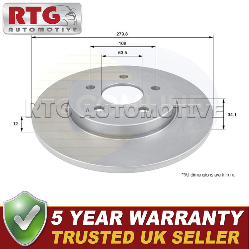 Rear Brake Disc Fits Ford Mondeo 2000- Jaguar X-Type 2001-2009 #1
