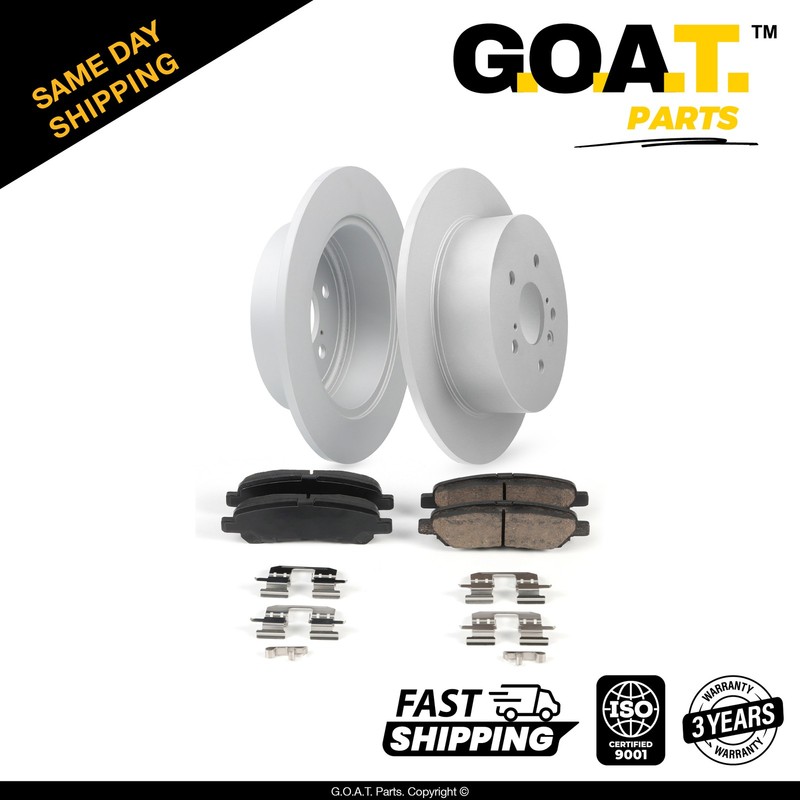 Rear Brake Rotors + Ceramic Disc Brake Pad Kit for 2008-2014 Toyota Highlander