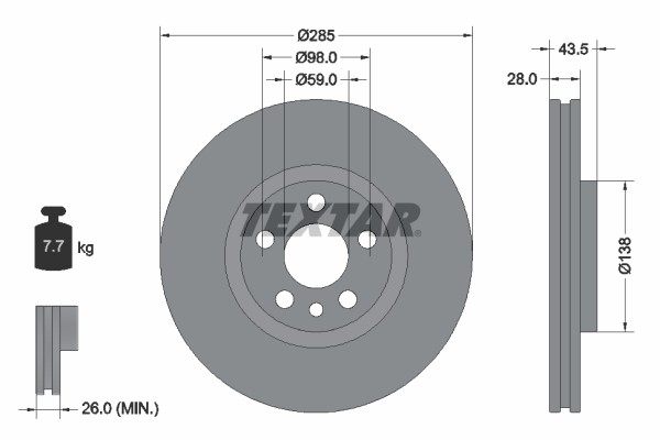 Textar 92115003 Brake Disc for Citroen, Fiat, Lancia, MG (SAIC), Peugeot, Roewe (SAIC gallery