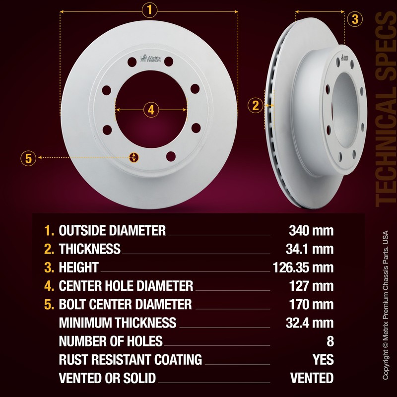 Rear Disc Brake Rotor for 2005-2012 Ford F-250 F-350 Super Duty 680394FZN 2 PC gallery