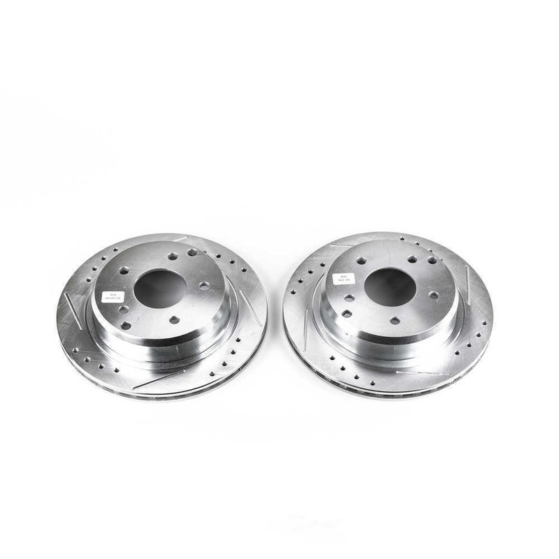 Disc Brake Rotor Set-Rear Drilled, Slotted and Zinc Plated Brake Rotor Pair