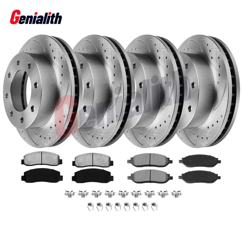 4WD Front Rear Rotors Ceramic Brake Pads for 2005 – 2007 Ford F-250 Super Duty