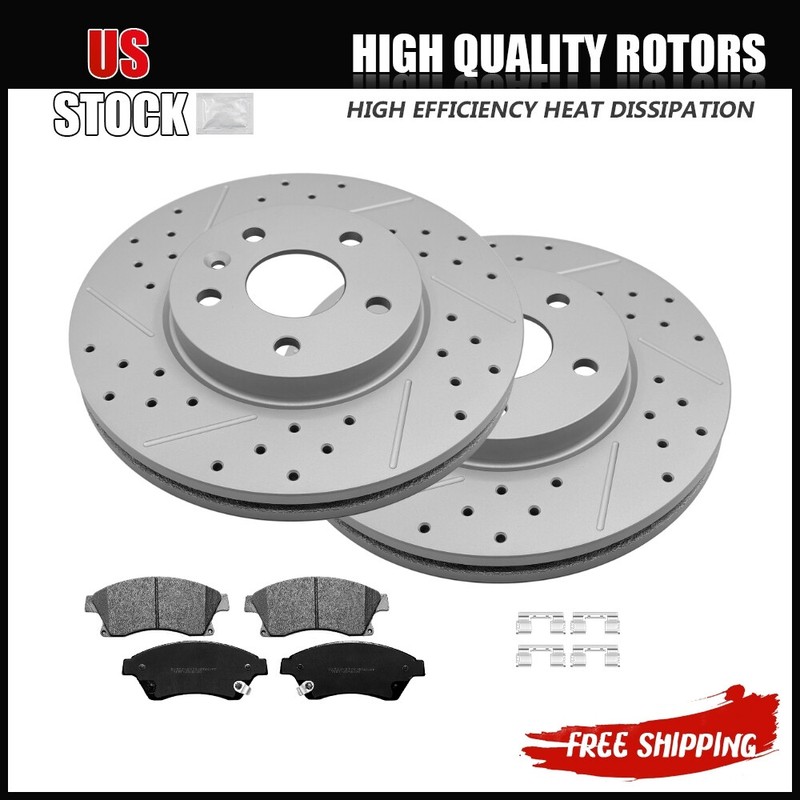 For 2011-2017 Chevy Cruze Sonic Front Drilled Disc Rotors & Ceramic Pads Set