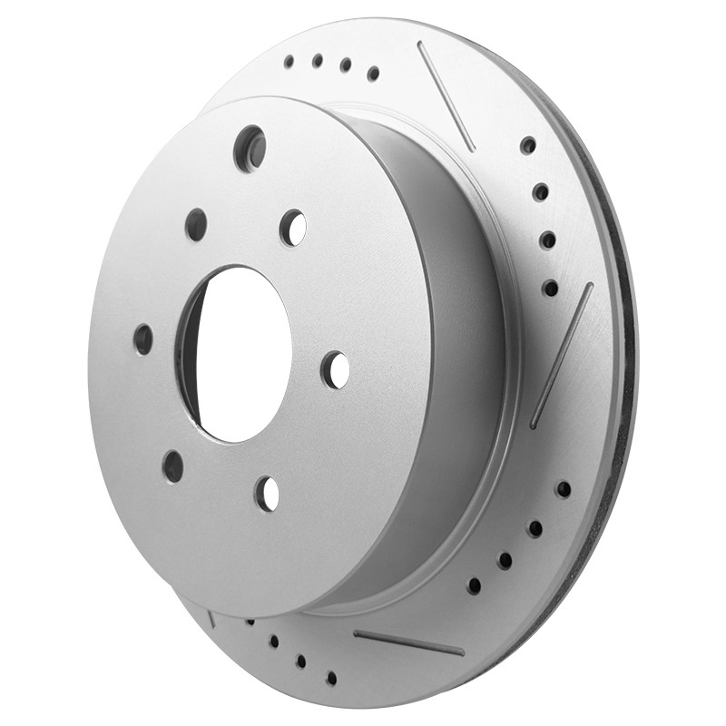 Front & Rear Drilled Slotted Brake Rotors Black & Pads for Chevy Traverse 3.6L gallery