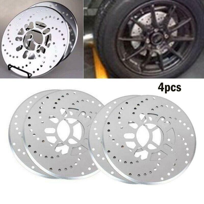 4Pcs Silver Tone Aluminum Cross Drilled 8Universal Car Disc Brake Rotor Covers