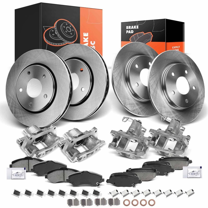 16x Front & Rear Disc Brake Rotor & Brake Pad + Brake Caliper for Chrysler Dodge