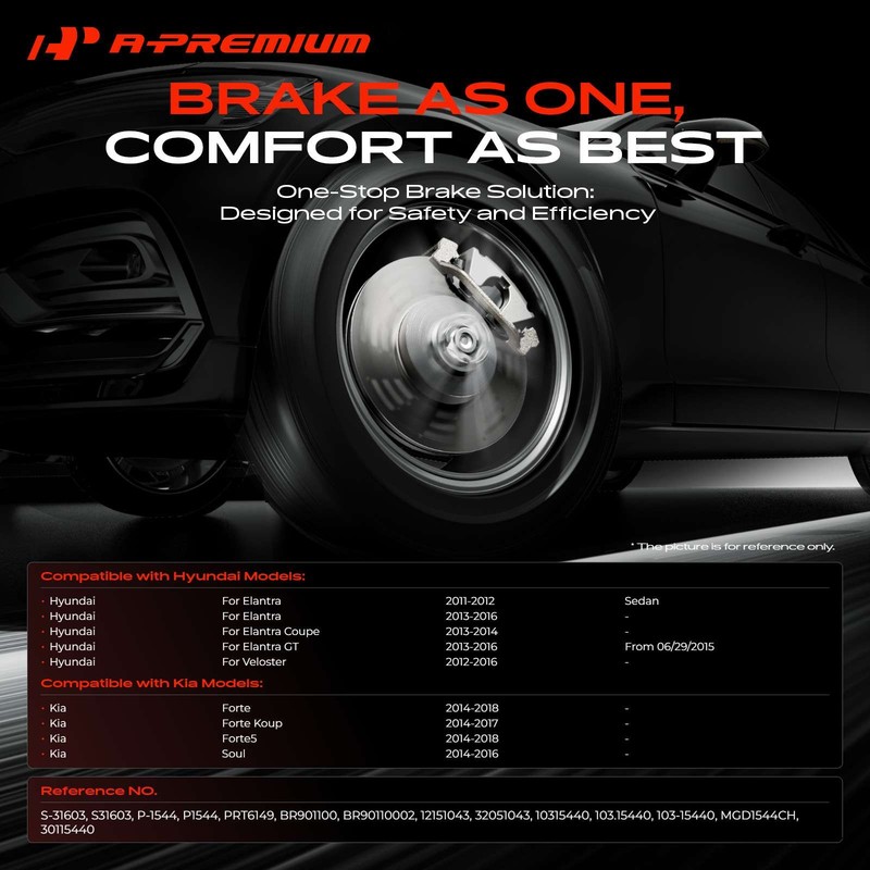 Rear Drilled Rotors & Ceramic Brake Pads for Hyundai Elantra 11-16 Kia Forte5 gallery