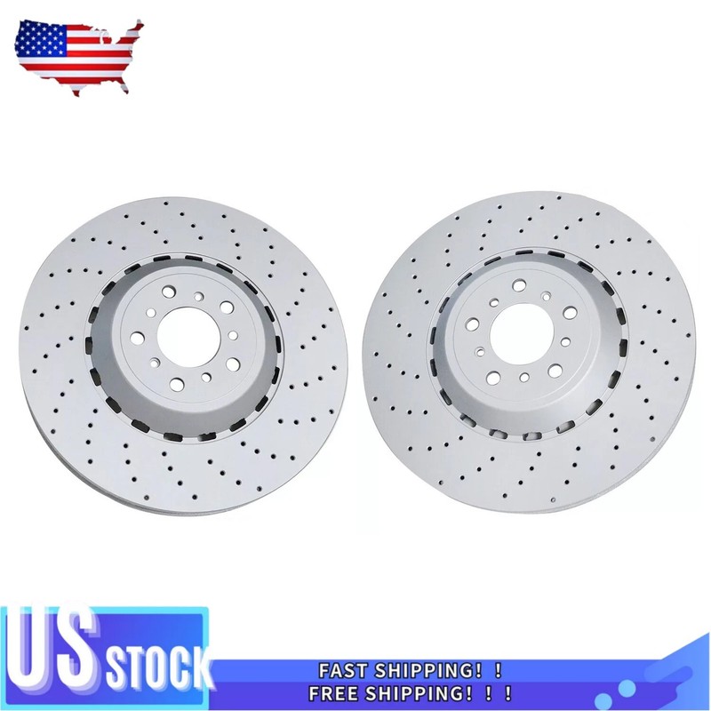 2× Front Vented & Drilled Disc Brake Rotors For BMW F10 F12 F13 M5 M6 New
