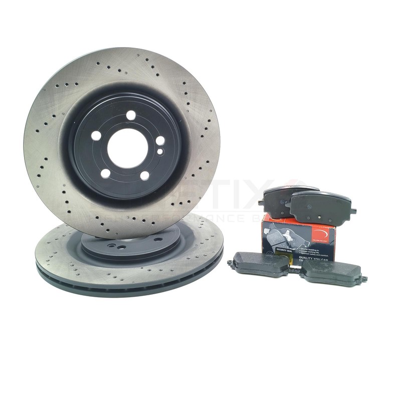 FOR MERCEDES A35 A45 A45 S AMG DRILLED REAR BRAKE DISCS PADS 330mm X 22mm