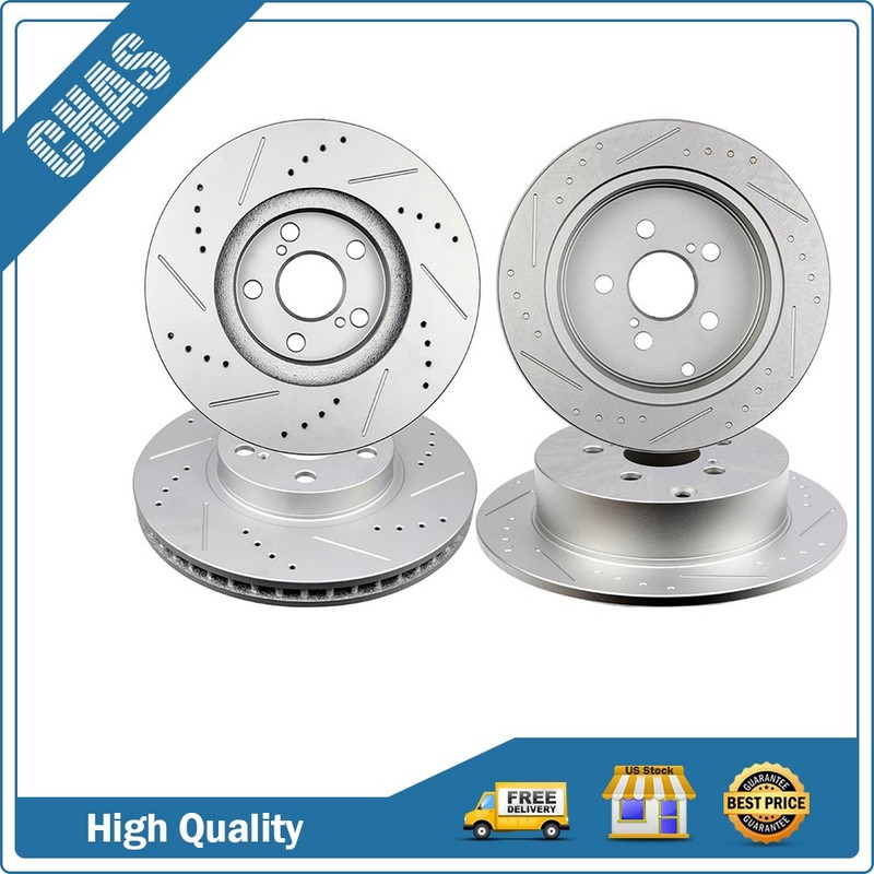 Front Rear Slotted Brake Rotors For 2000-2010 Scion Pontiac Vibe Toyota Celica