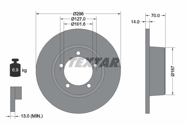 Textar 92040600 Brake Disc for Land Rover