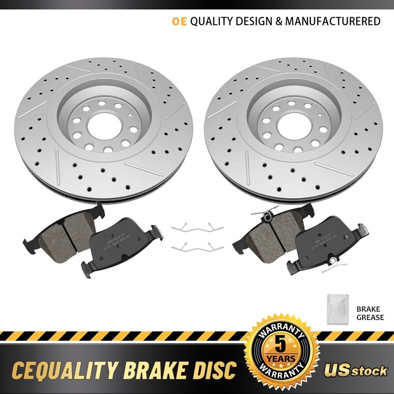 Rear Drilled Brake Rotors Pads for Audi Q3 2019-2023 VW Arteon Atlas Cross Sport