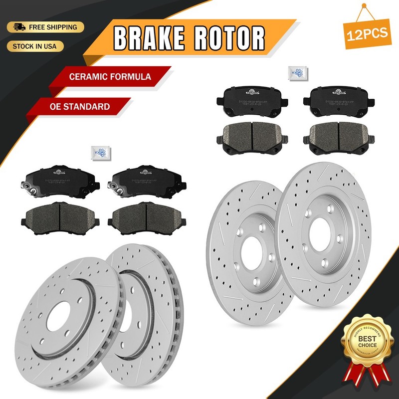 302mm Front+305mm Rear Disc Rotors & Brake Pads for Dodge Journey Routan 2009-12