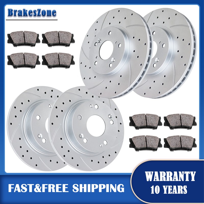 Drilled Slotted ​Front Rear Brake Rotors Pads for Honda Accord Acura TSX Brakes