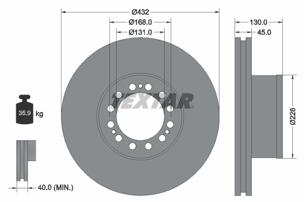 Textar 93087200 Brake Disc for ERF,MAN