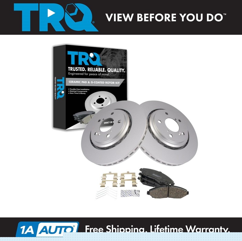 TRQ Front Premium Ceramic Brake Pad & Coated Rotor Kit for Honda Acura