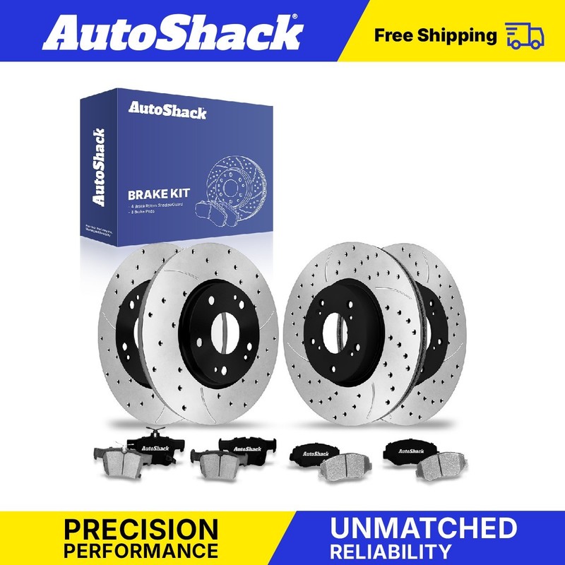 Front Rear Drilled Slotted Brake Rotors Premium Pads for Honda, Civic 2016-2021
