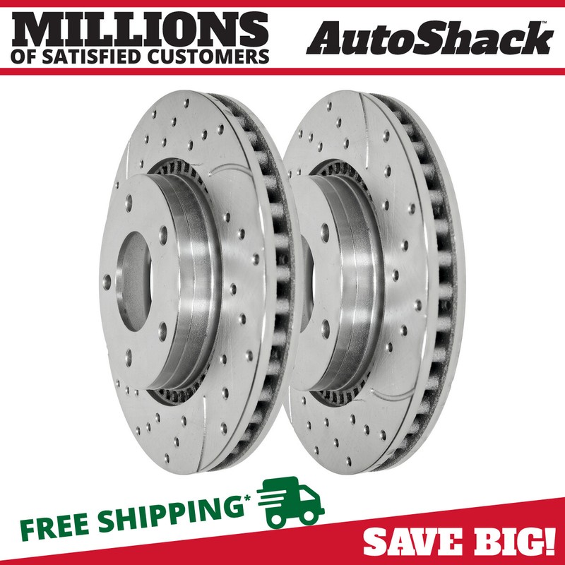 Front Drilled Brake Rotors Pair 2 for Ford Edge Lincoln MKX MKZ Nautilus 2.0L V6
