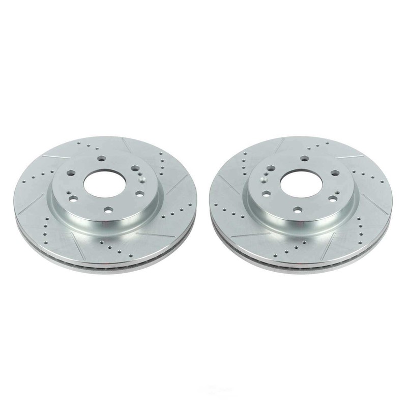 Disc Brake Rotor Set-Front Drilled, Slotted and Zinc Plated Brake Rotor Pair
