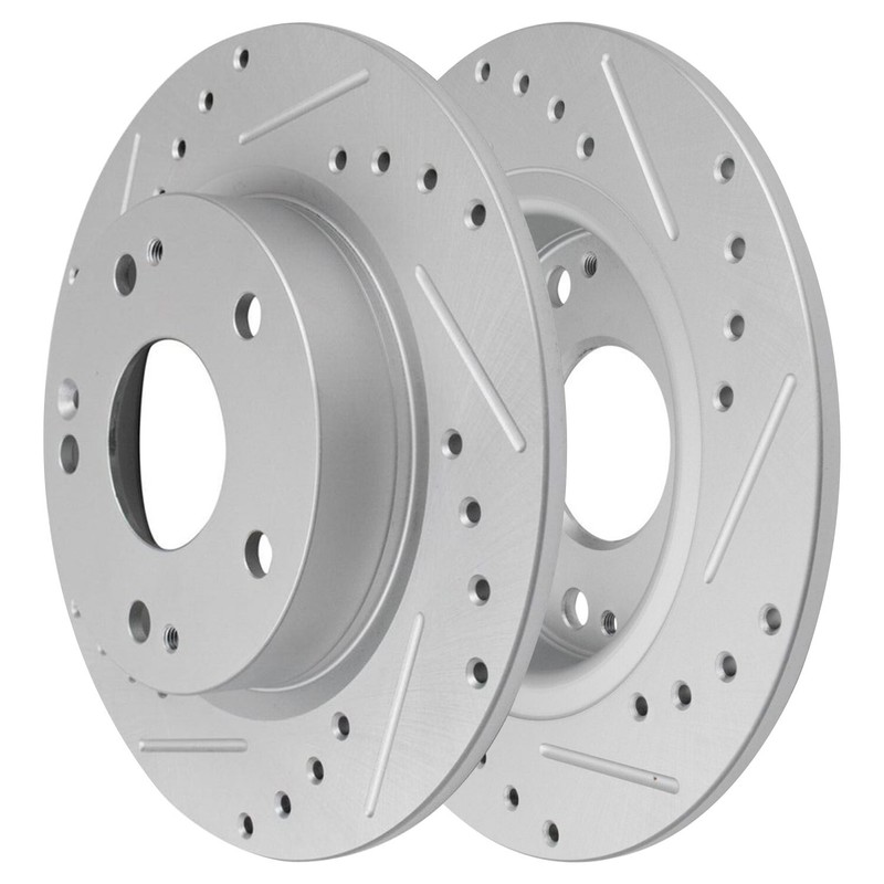 Pair Rear Drilled and Slotted Disc Brake Rotors Set for 2017 - 2023 Honda Civic gallery