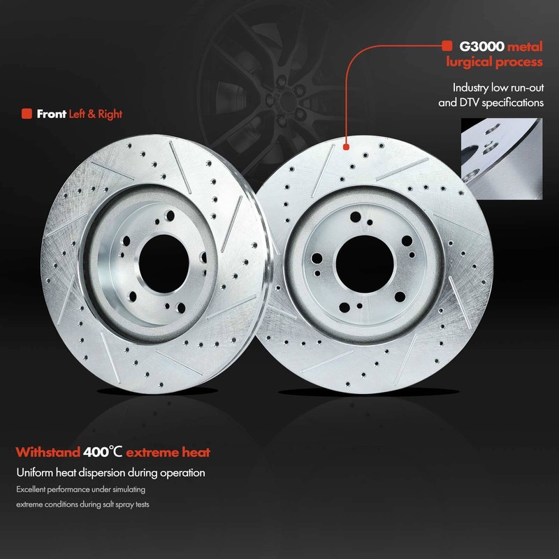 Front Drilled Rotor & Ceramic Brake Pads for Mitsubishi Dodge Caliber Chrysler gallery