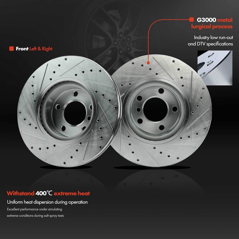6pcs Front Drilled Brake Rotor & Ceramic Brake Pad for BMW X3 2011-2017 X4 15-18 gallery