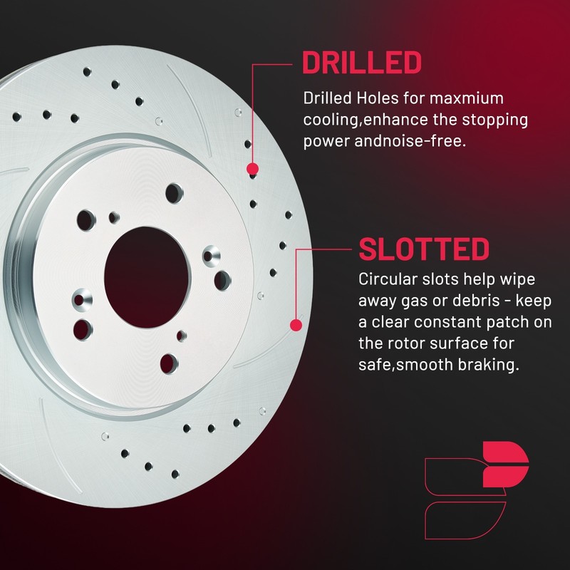 Full Set Drilled Slotted Rotors Ceramic Brake Pads For 2012-16 Honda CR-V 2.4L gallery