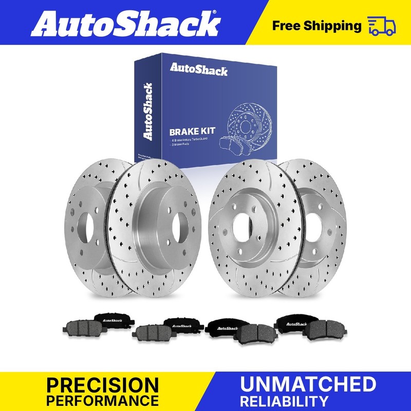 Front Rear Drilled Slotted Rotors Premium Pad for Nissan, Maxima 09-14, 16-20
