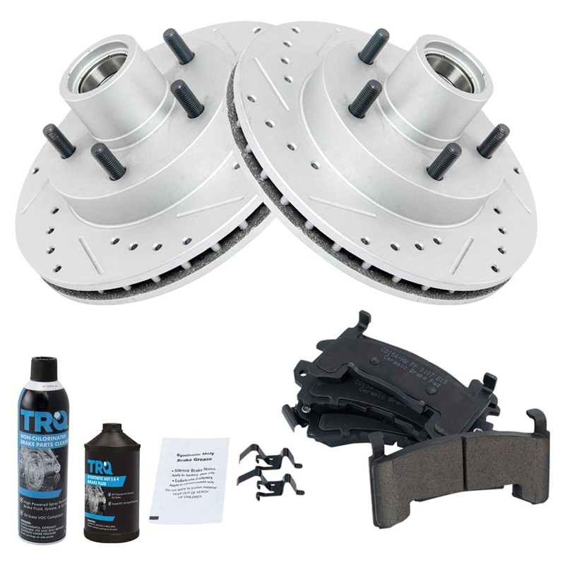 TRQ Front Performance Brake Rotor & Ceramic Pad Kit w/Chemicals for S10 gallery