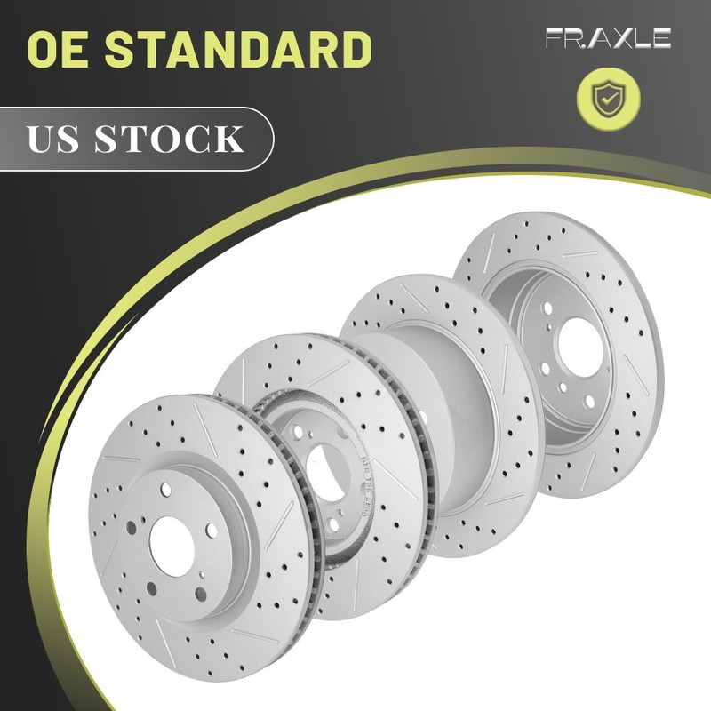 Front & Rear Drilled Brake Rotors for 2013-2017 Toyota Camry Lexus ES300H ES350