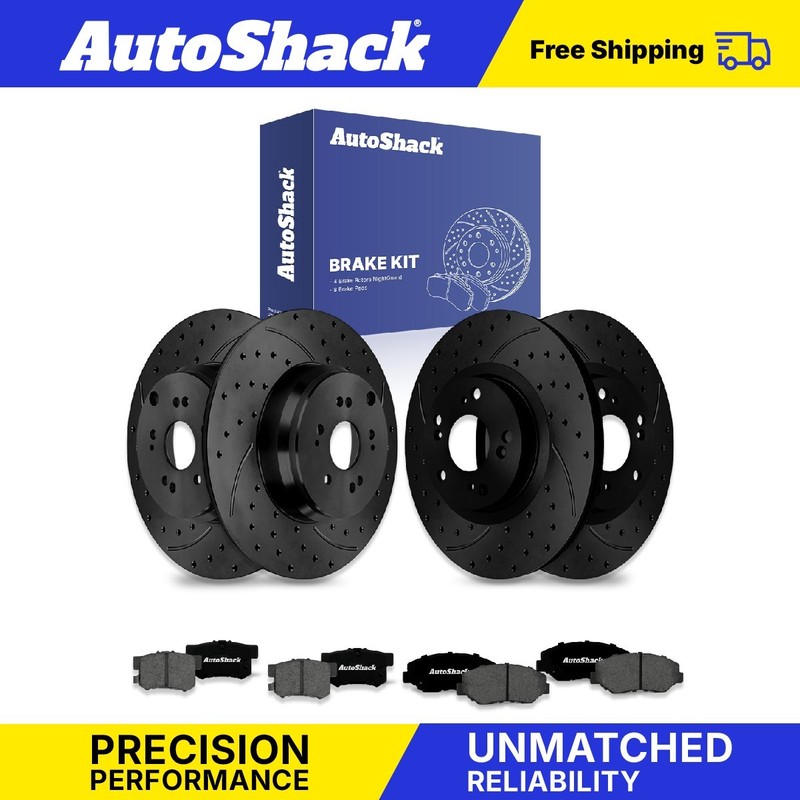 Front Rear Drilled Slotted Brake Rotors Premium Pads for Honda, CR-V 2005-2006