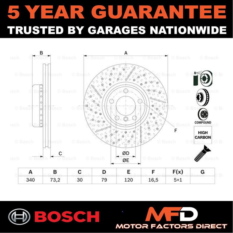 Brake Disc Front Bosch Fits BMW 3 Series 1 2 4 #2 34106797602