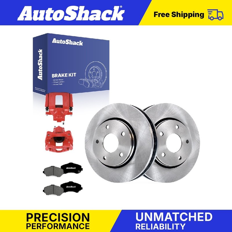 Front Brake Rotors Premium Pads Calipers Red for Chrysler, Town & Country 10-11