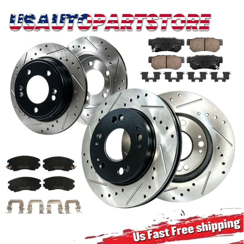 Front Rear Brake Rotor Brake Pad for 2007 2008 Hyundai Elantra（Rear Disc Brake）