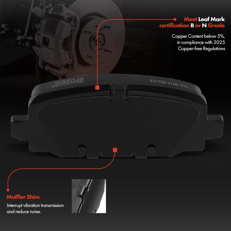6Pcs Drilled Brake Rotors & Ceramic Brake Pads for Jeep Compass 2017-2022 Rear gallery