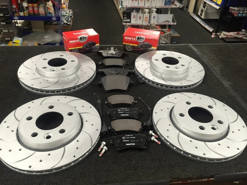 FOR TRANSPORTER T30 TDI HIGHLINE DRILLED GROOVED BRAKE DISCS 340/308 MM & PADS