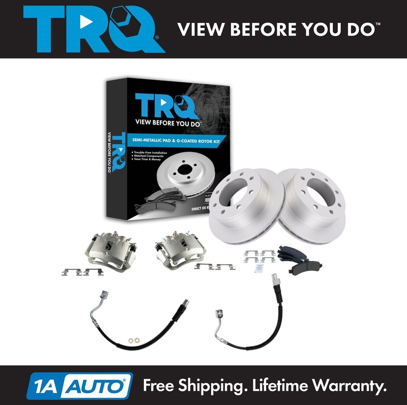 TRQ Rear Brake Pad & Rotor Kit For 03-11 Chevrolet Express 2500 3500 GMC Savana